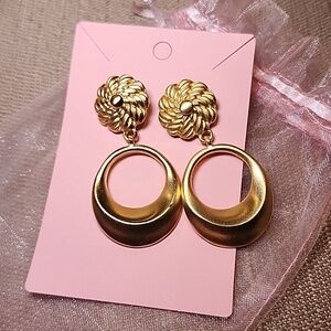 New Matte Gold-Tone Earrings, NWOT